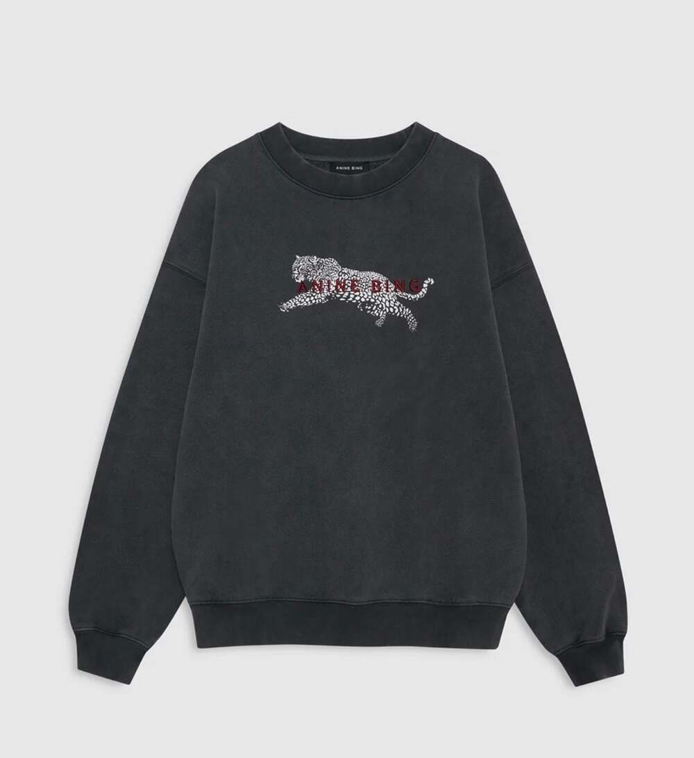 ANINE BING Spencer Leopard Sweatshirt - Size Large